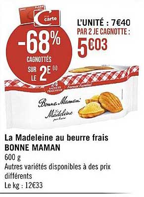 la madeleine au beurre frais bonne maman