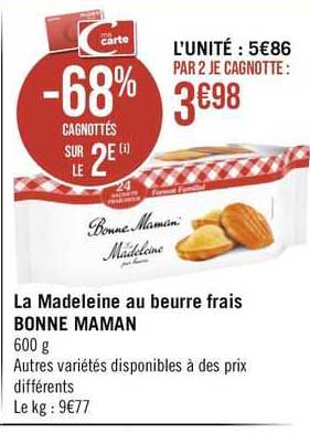 la madeleines au beurre frais bonne maman