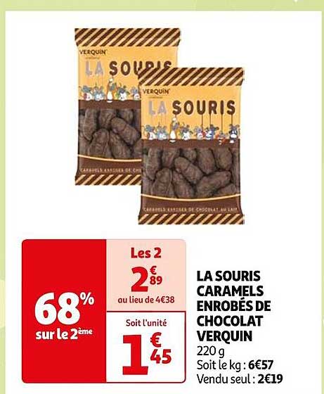 la souris caramels enrobés de chocolat verquin