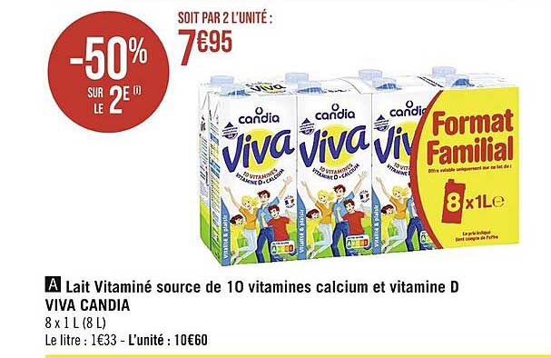 Lait Vitaminé Source De 10 Vitamines Calcium Et Vitamine D Viva Candia