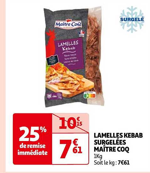 lamelles kebab surgelées maître coq