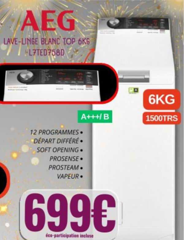 lave-linge blanc top 6 kg aeg