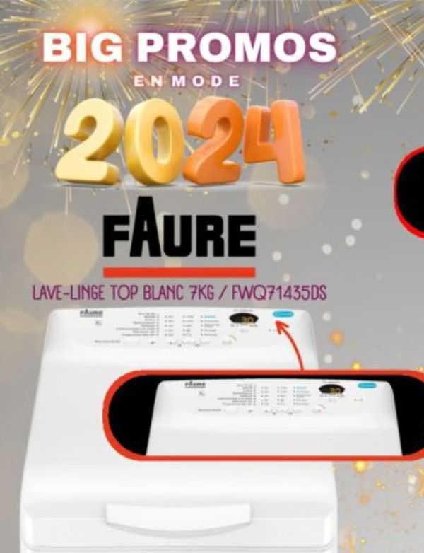 lave-linge top blanc 7 kg faure