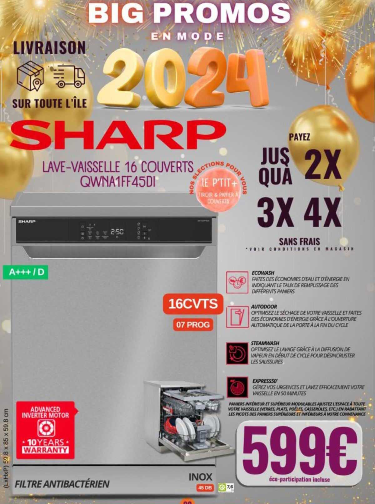 lave-vaisselle 16 couverts sharp