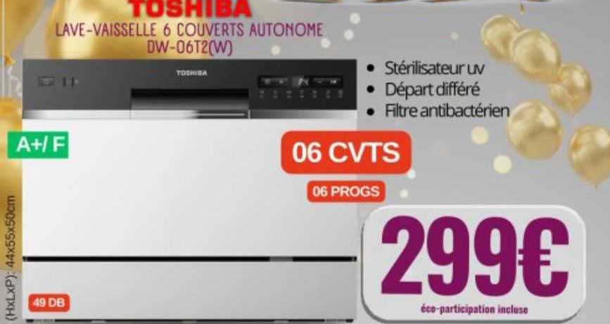 lave-vaisselle 6 couverts autonome toshiba