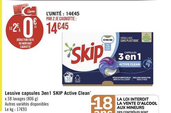 Lessive Capsules 3en1 Skip Active Clean