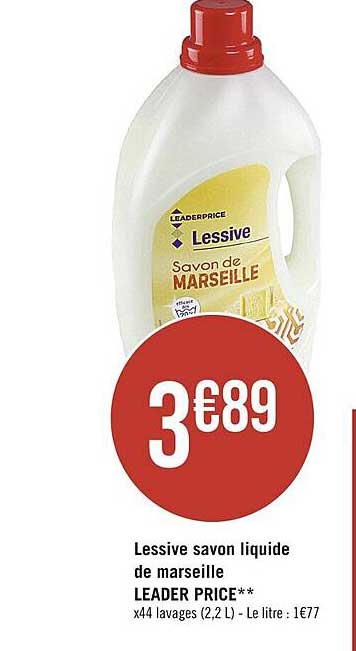 lessive savon liquide de marseille leader price