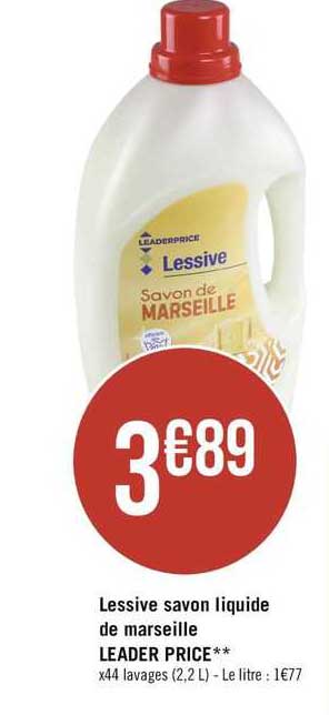 lessive savon liquide de marseille leader price