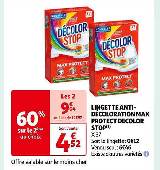 lingette anti-décoloration max protect décolor stop