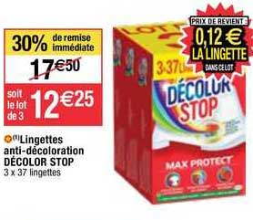 lingettes anti-décoloration décolor stop