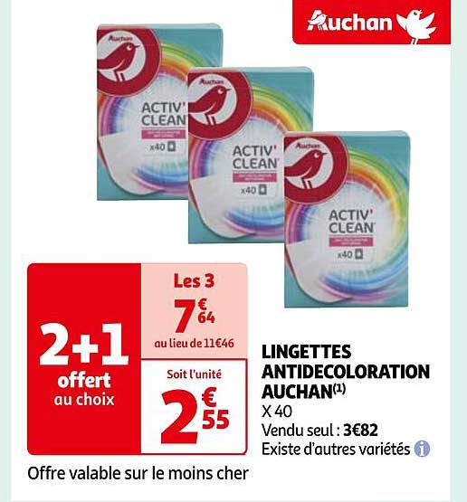 lingettes antidécoloration auchan