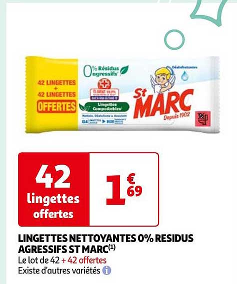 lingettes nettoyantes 0% résidus agressifs st marc