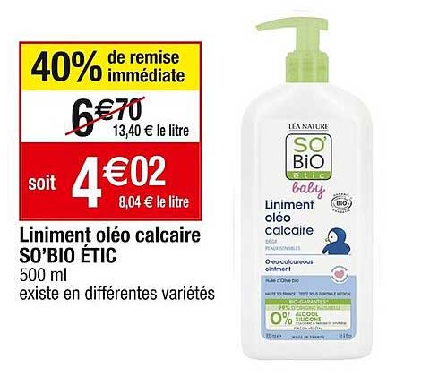 Liniment Oléo Calcaire So'bio étic