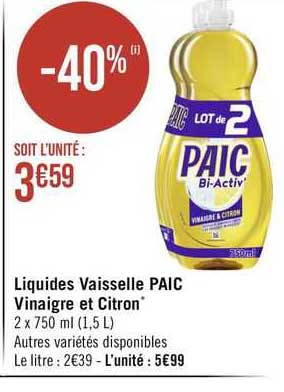 Liquides Vaisselle Paic Vinaigre Et Citron