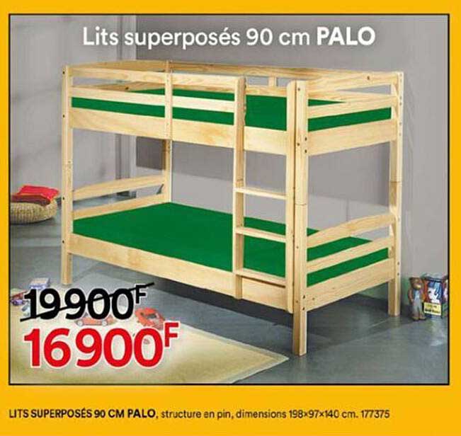 lits superposés 90 cm palo