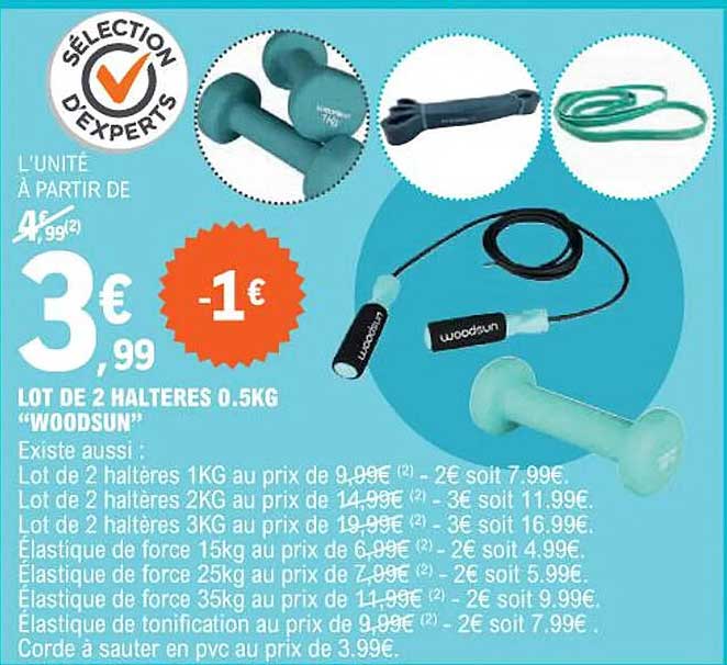 lot de 2 haltères 0.5 kg "woodsun"