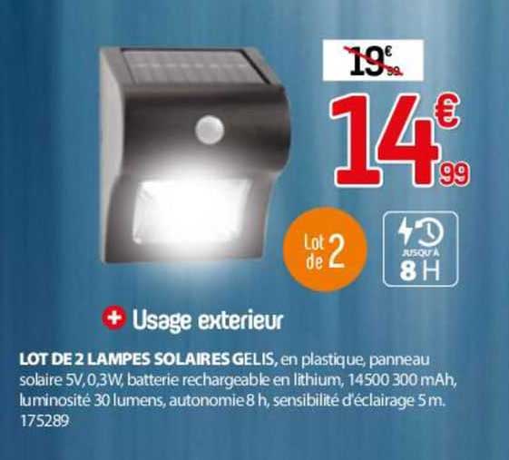 lot de 2 lampes solaires gelis