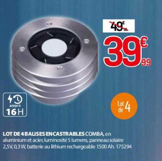 lot de 4 balises encastrables comba