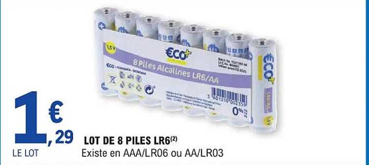 lot de 8 piles lr3 "eco+"