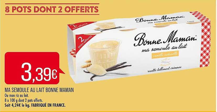 ma semoule au lait bonne maman