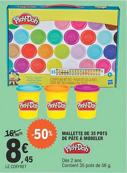 mallette de 35 pots de pâte à modeler play-doh
