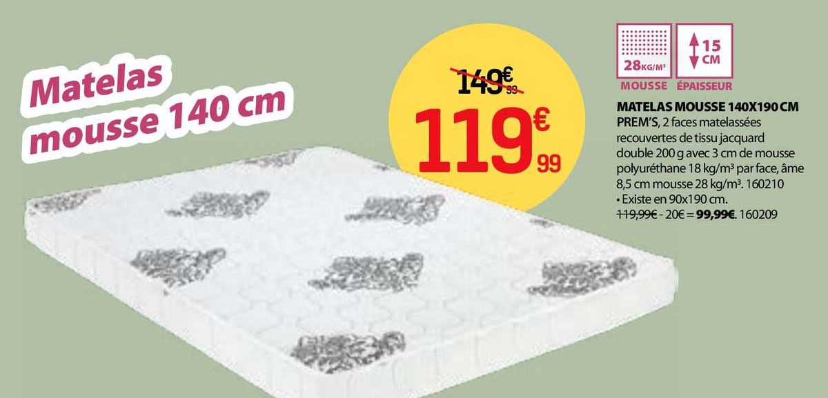 Matelas Mousse 140 X 190 Cm
