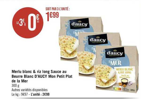 merlu blanc & riz long sauce au beurre blanc d'aucy mon petit plat de la mer