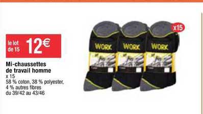 mi-chaussettes de travail homme