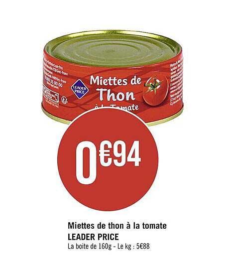 miettes de thon à la tomate leader price