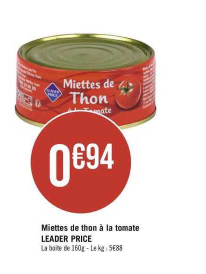 miettes de thon à la tomate leader price