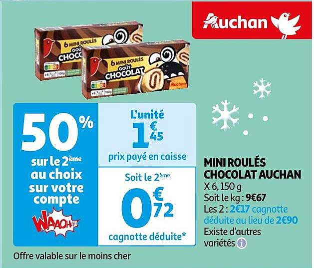 Mini Roulés Chocolat Auchan