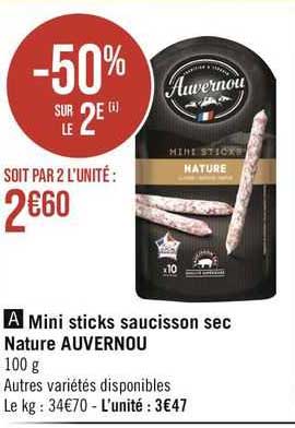 Mini Sticks Saucisson Sec Nature Auvernou