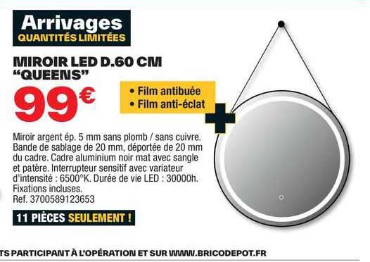 miroir led d. 60 cm "queens"