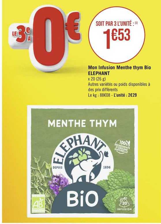 mon infusion menthe thym bio elephant