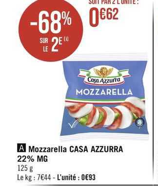 mozzarella casa azzurra 22% mg