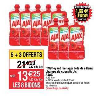 nettoyant ménager fête des fleurs champs de coquelicots ajax