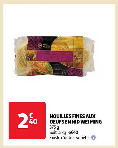 nouilles fines aux oeufs en nid wei ming