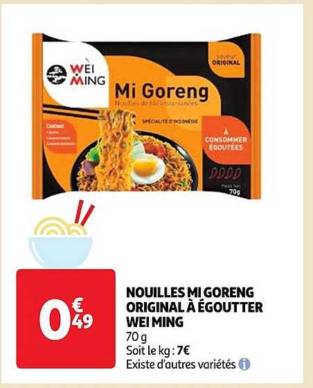 nouilles mi goreng original à égoutter wei ming