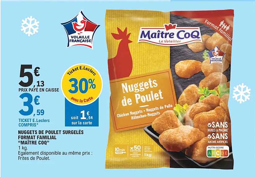 nuggets de poulet surgelés format familial "maître coq"
