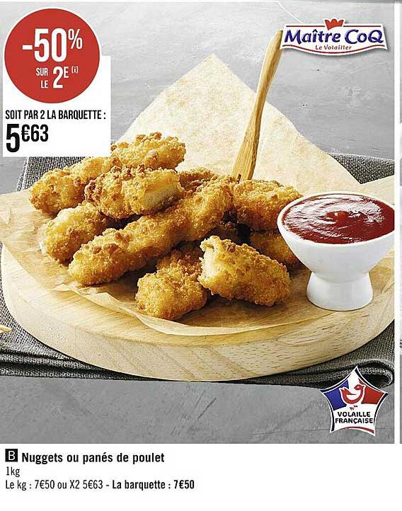 nuggets ou panés de poulet maître coq