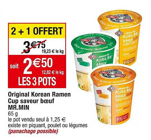 original korean ramen cup saveur bœuf mr. min