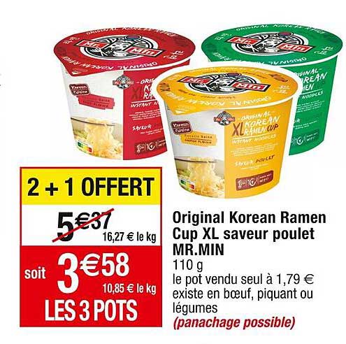 original korean ramen cup xl saveur poulet mr. min