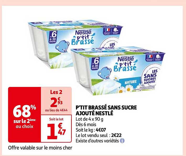 p'tit brassé sans sucre ajouté nestlé