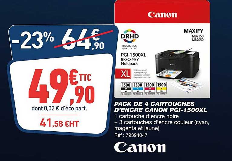 pack de 4 cartouches d'encre canon pgi-1500wl