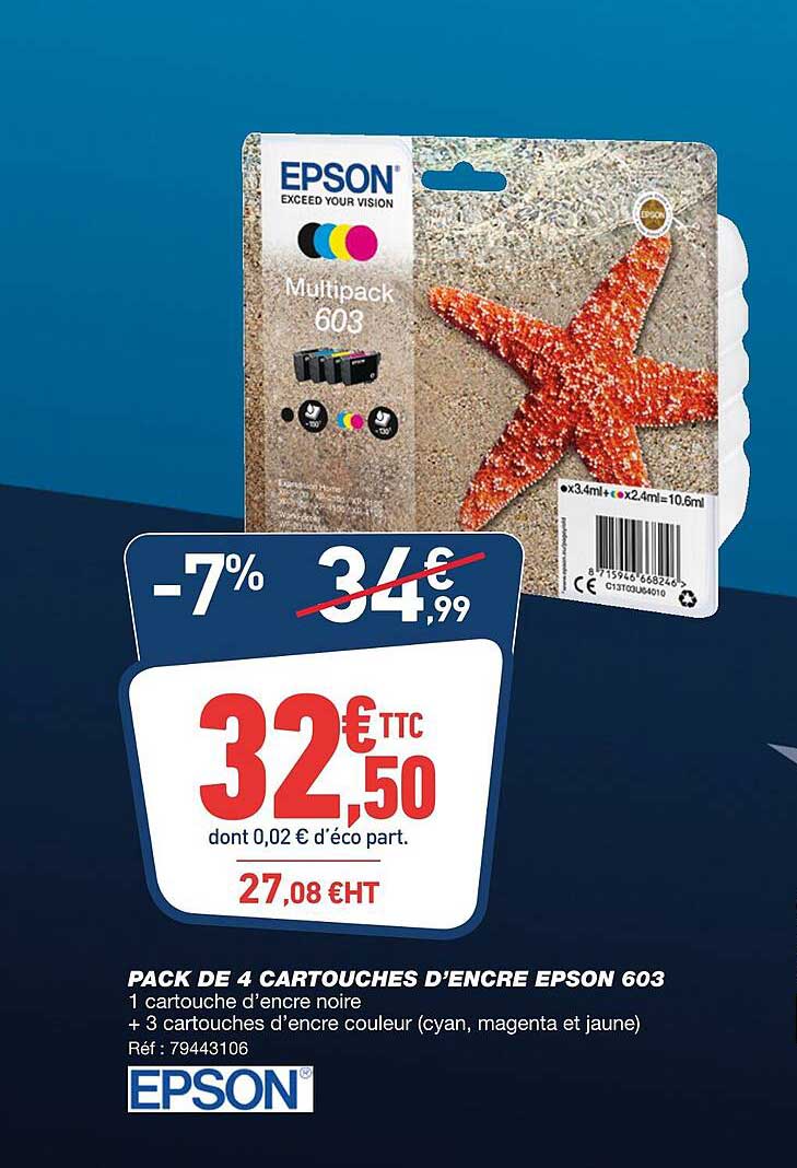 pack de 4 cartouches d'encre epson 603