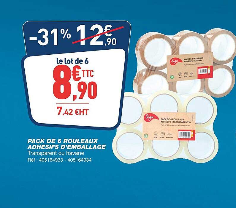 pack de 6 rouleaux adhésifs d'emballage