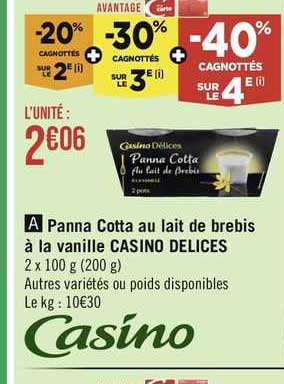 panna cotta au lait de brebis à la vanille casino delices