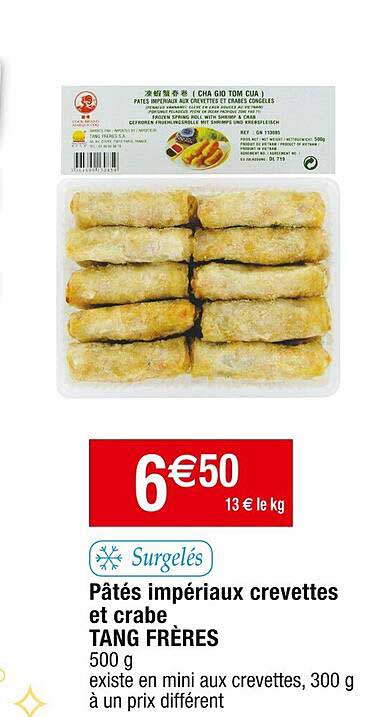pâtés impériaux crevettes et crabe tang frères