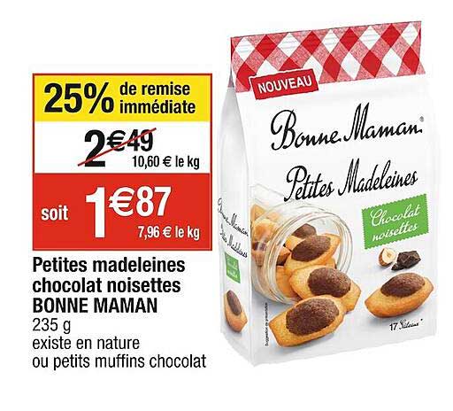 petites madeleines chocolat noisettes bonne maman