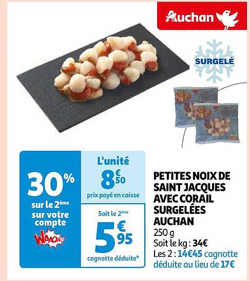 petites noix de saint jacques avec corail surgelées auchan